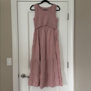 Pink nursing Sleeveless Maxi Dress